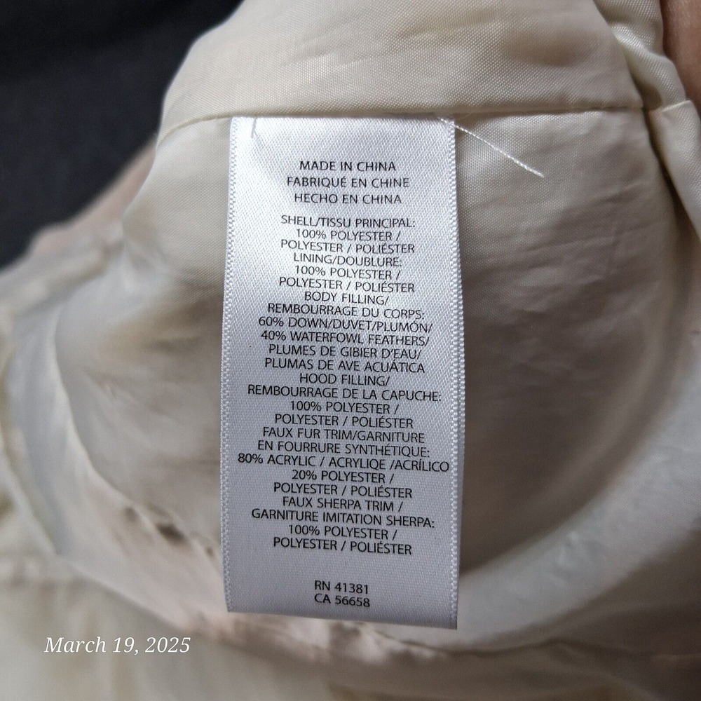 Lauren Ralph Lauren Down Filled Parka Jacket Women Sz Medium Creme Hooded - Picture 10 of 11